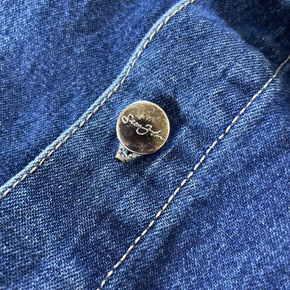 VINTAGE Sean‎ John Denim Jean Shirt Mens Medium Hip Hop Y2K Button Up Streetwear - Picture 8 of 12